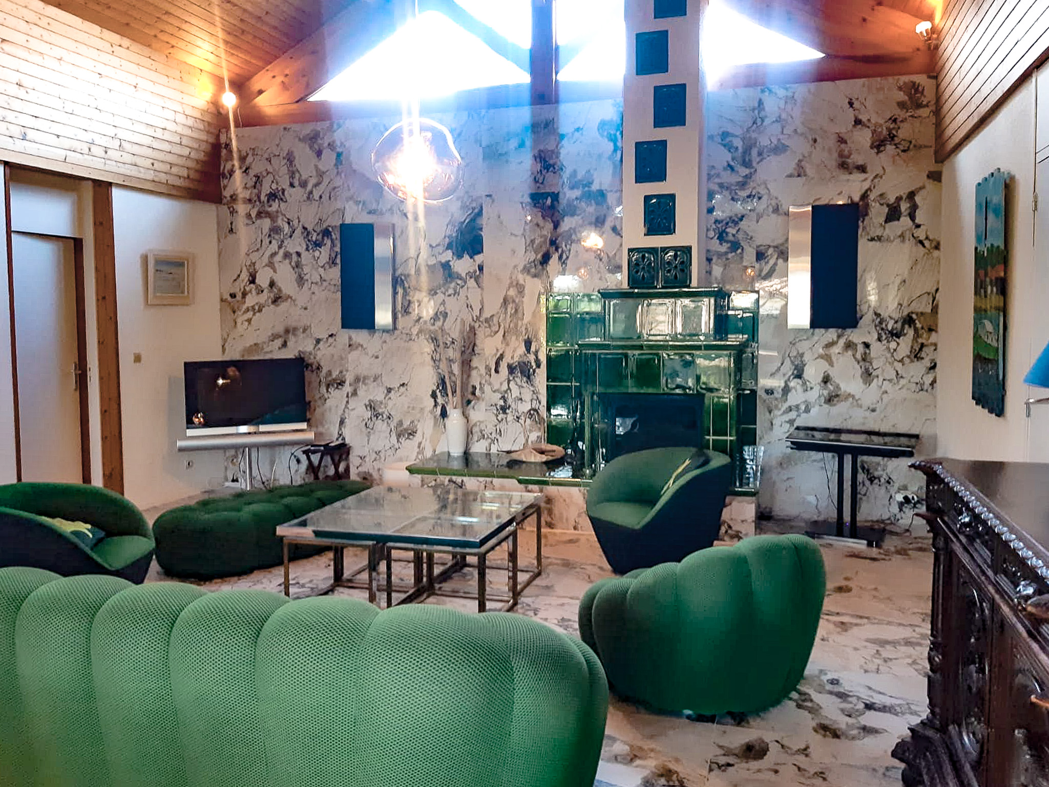 Maison verte, salon, cap ferret, villa