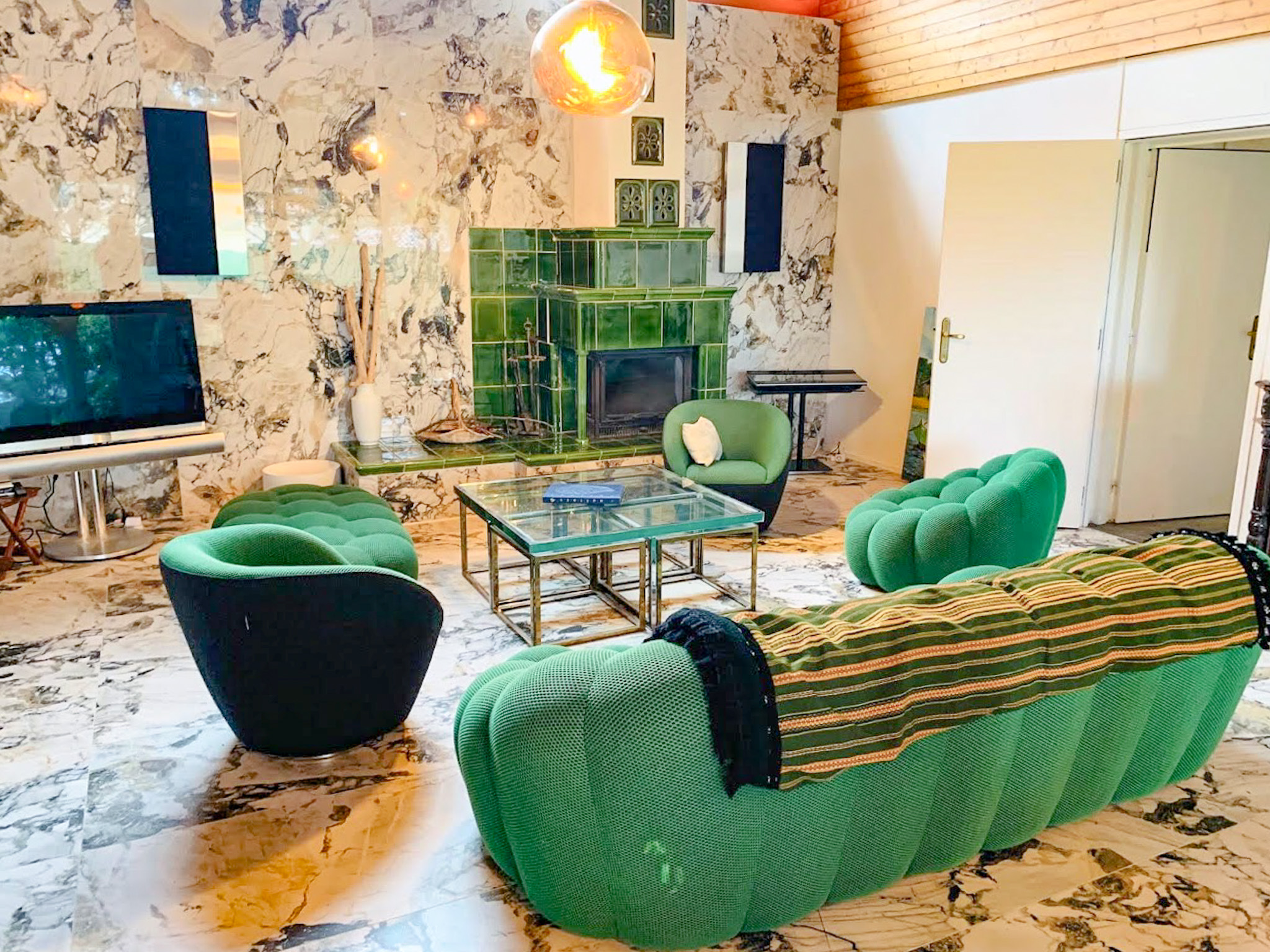 Maison verte, salon, cap ferret, villa